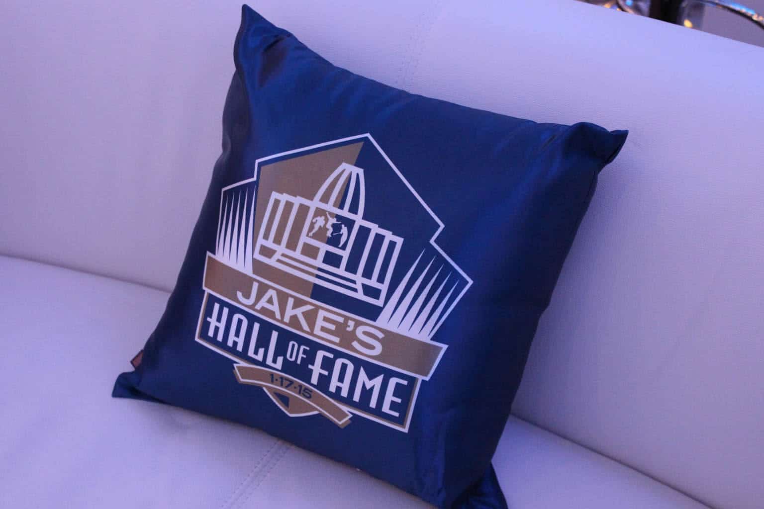 Custom Sports Themed Logo Pillow for Sports Themed Bar MItzvah