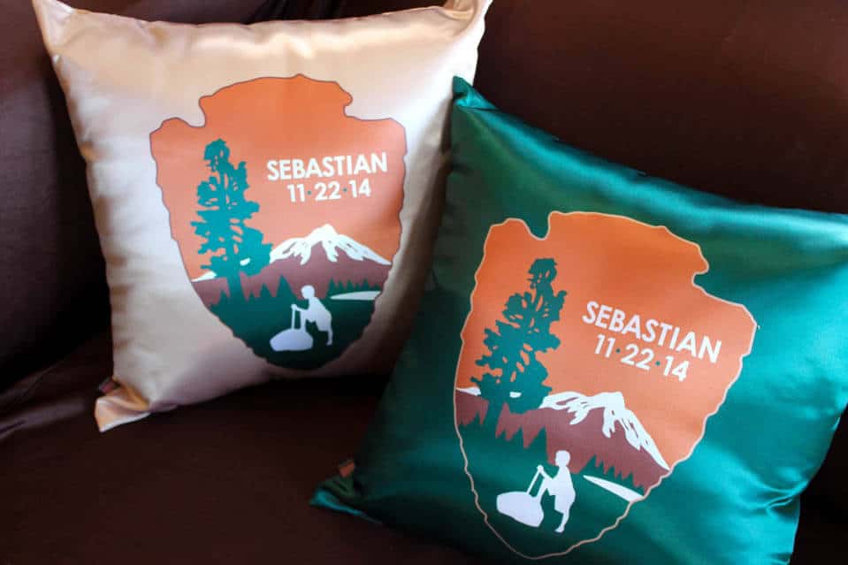 Custom Outdoors Themed Bar Mitzvah Logo Pillow