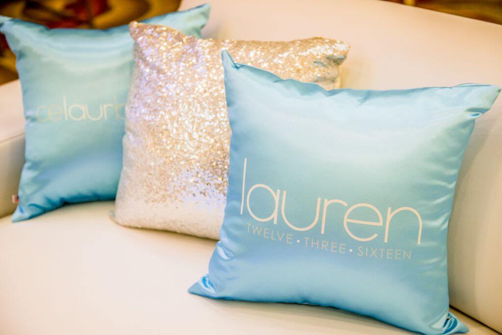 Bat Mitzvah Logo Pillow for Custom Lounge Setup