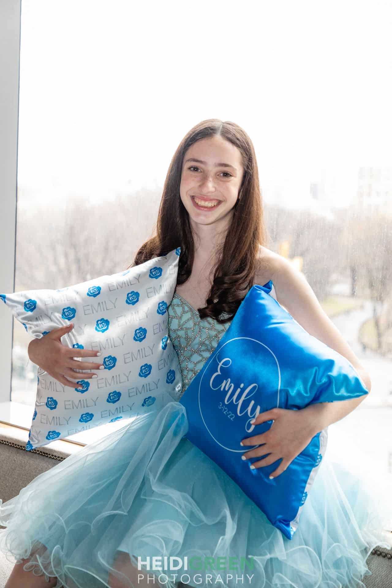Rose Logo Pillow for Bat Mitzvah Lounge