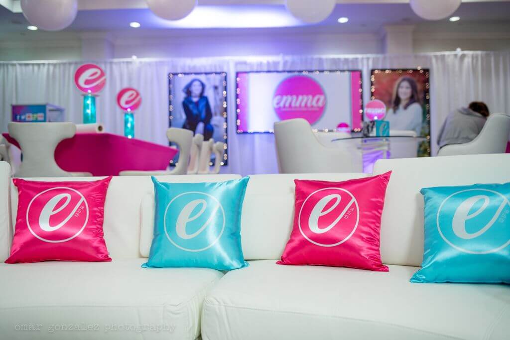 Custom Logo Pillows for Club Themed Bat Mitzvah Lounge