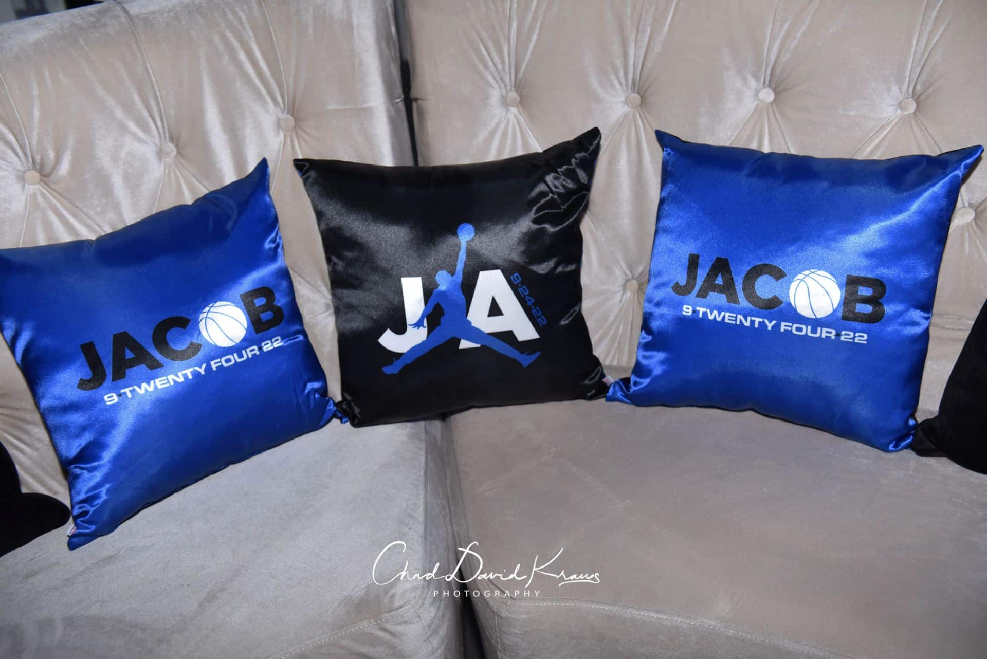 Black and Blue Custom Logo Pillows