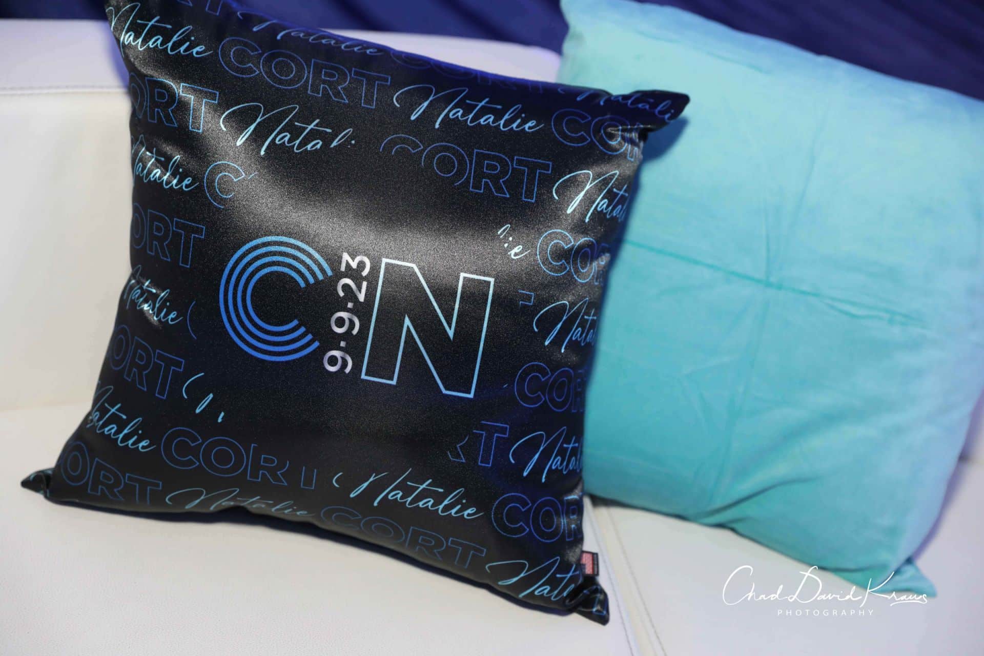 B'nai Mitzvah Logo PIllow with Custom Pattern Background