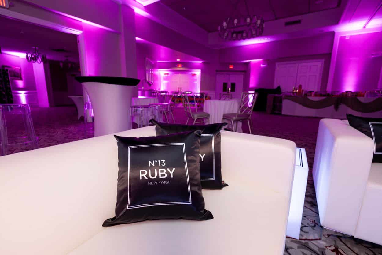 Custom Chanel Logo Pillows for a Chanel Themed Bat Mitzvah at Harrison Meadows Country Club