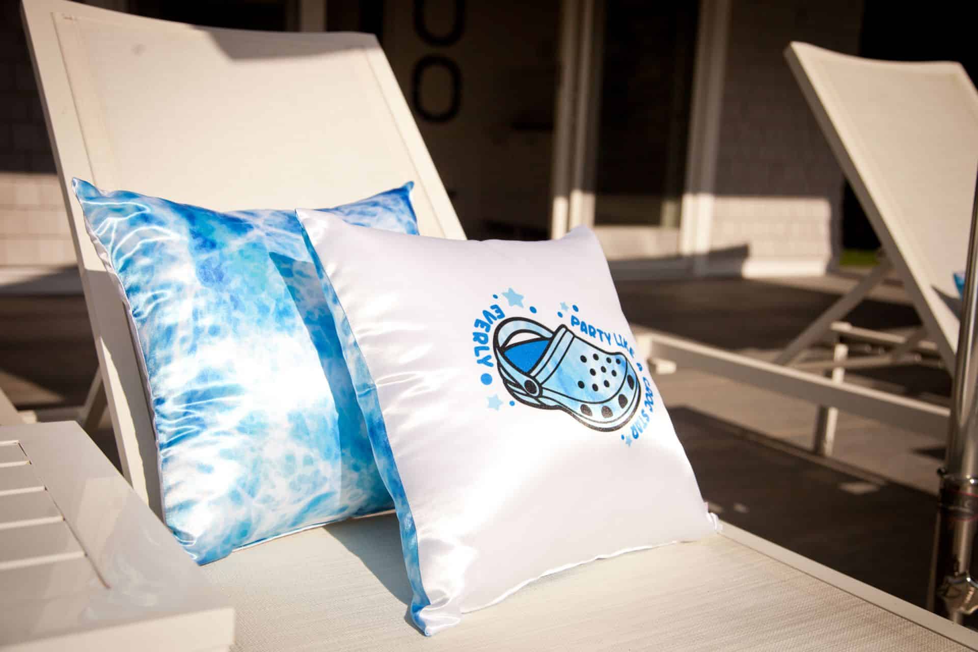 Crocs Themed Birthday Pillow with Water Pattern