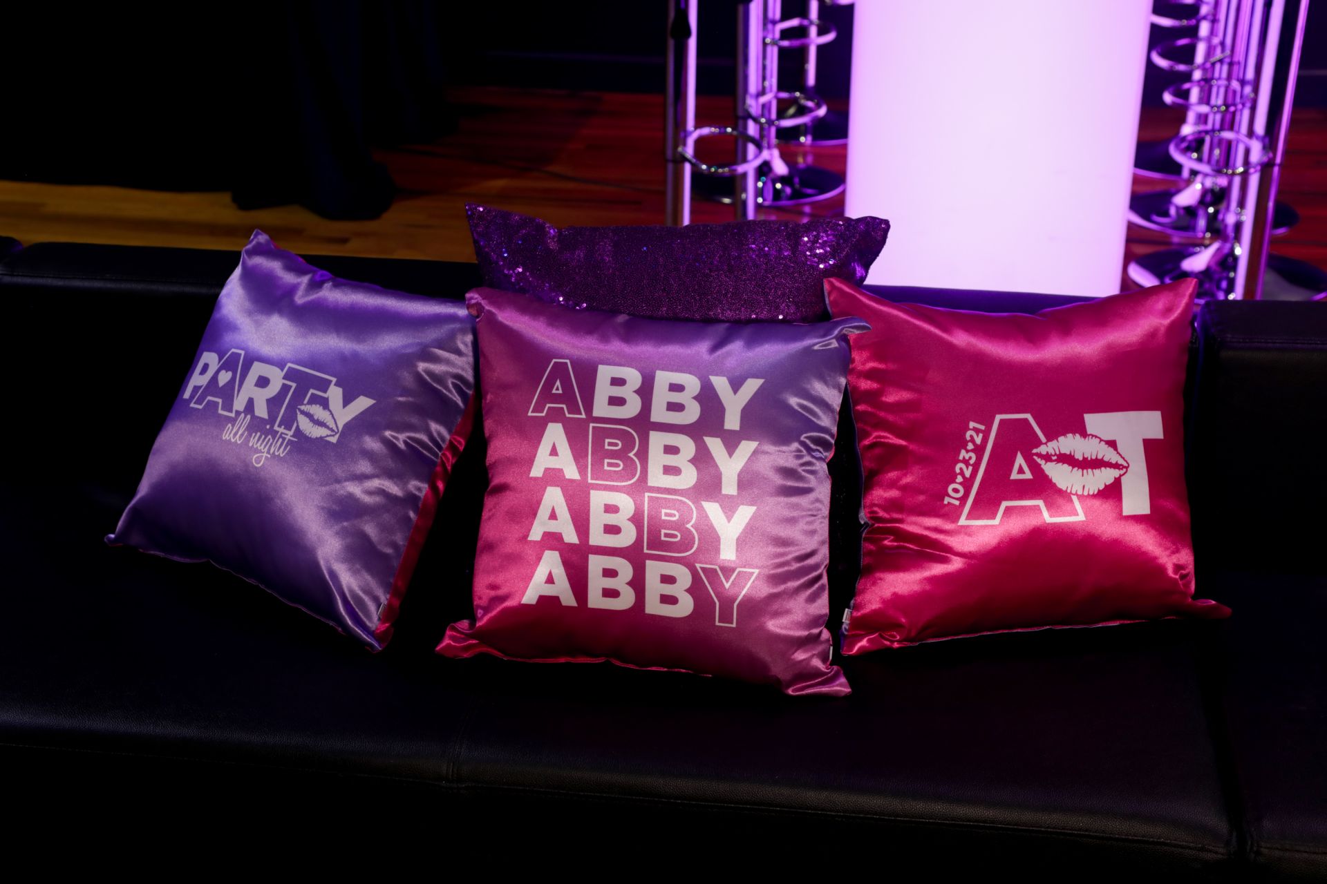 Set of Three Different Custom Logo Pillows for Fun Custom Lounge Set Up