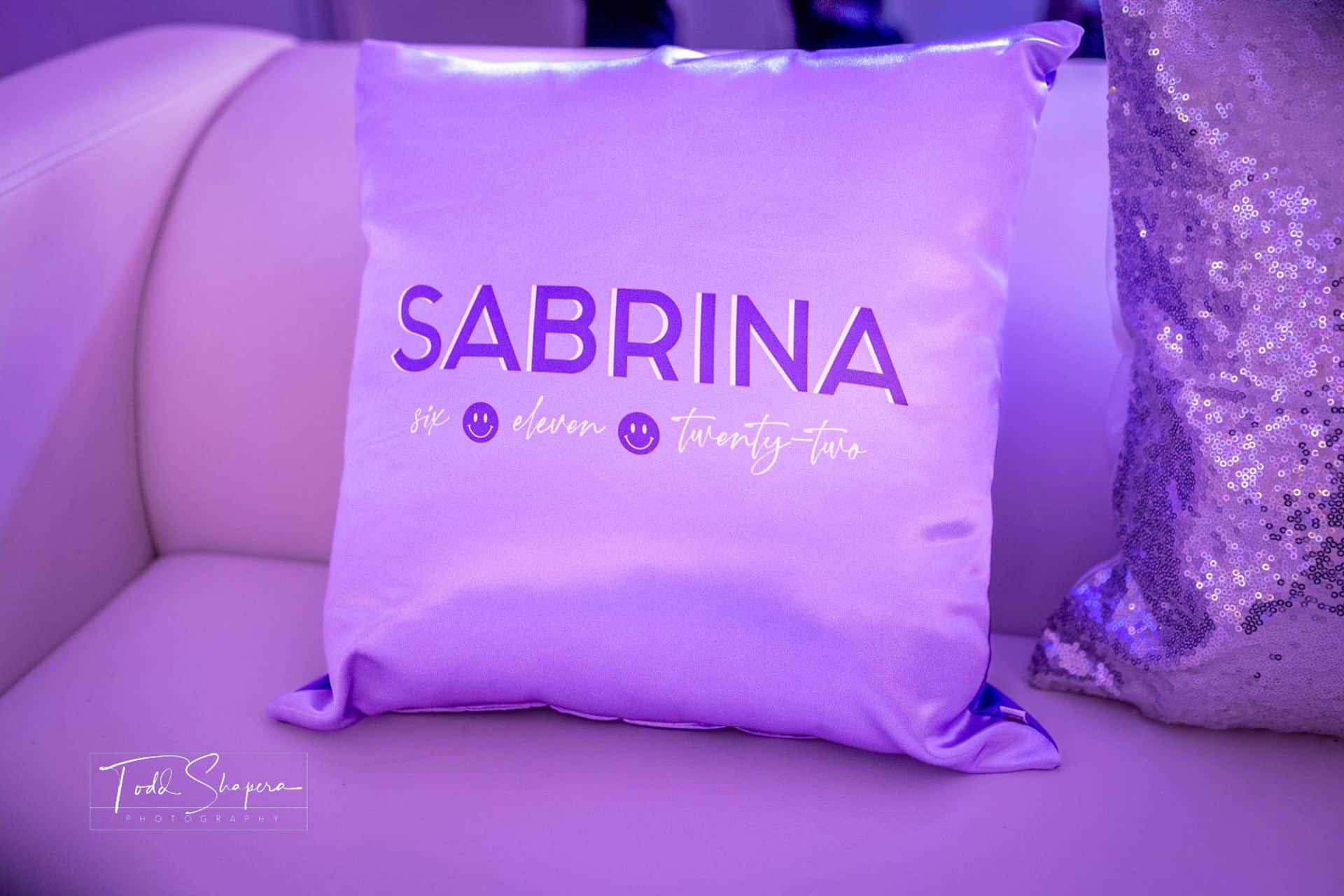 Lavender and Silver Custom Logo Pillows
