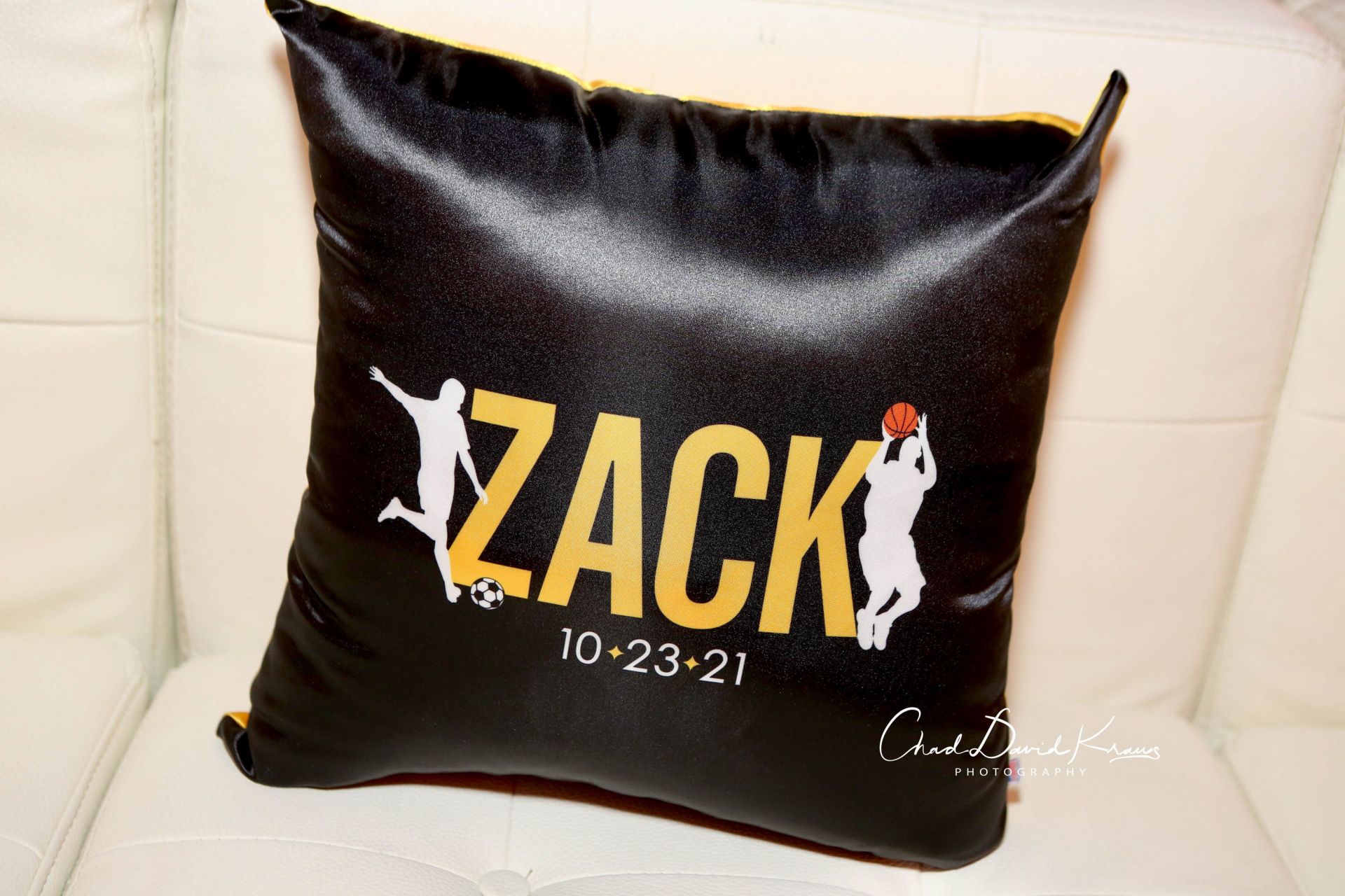 Custom Logo Pillow for Bar Mitzvah Fun Lounge Set Up
