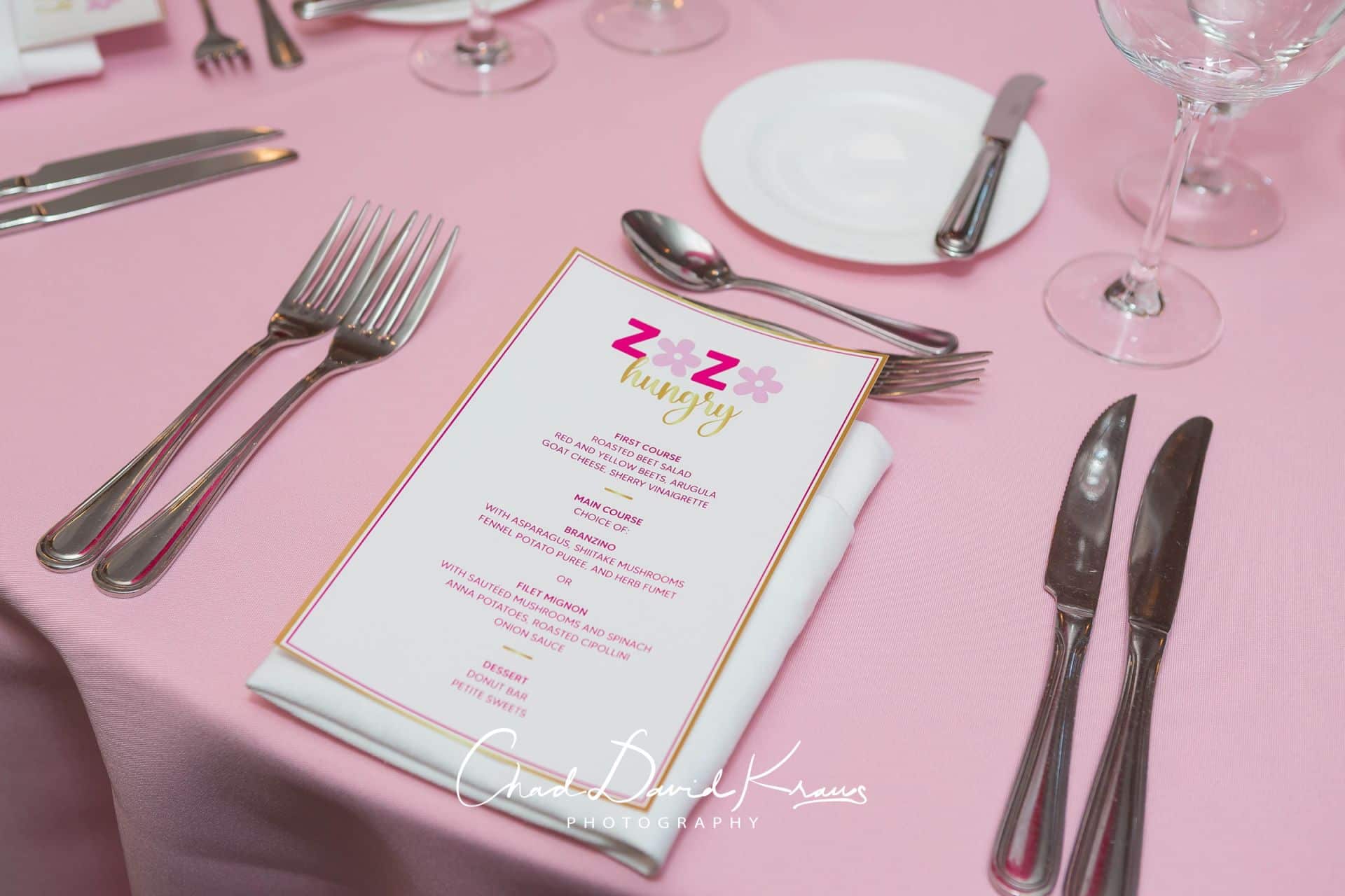 Custom Menu for a Pink Theme Bat Mitzvah