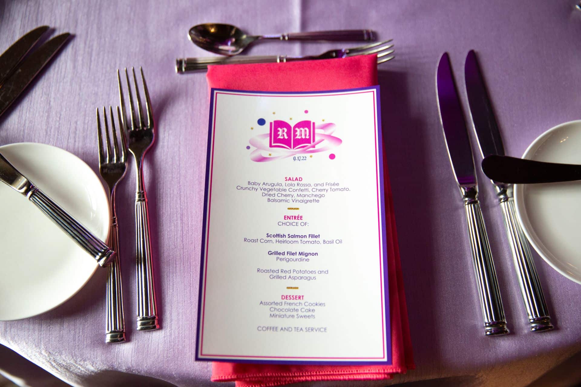 Custom Bat Mitzvah Menu with Logo