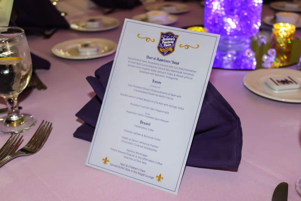Bat Mitzvah Menu Card with Custom Logo