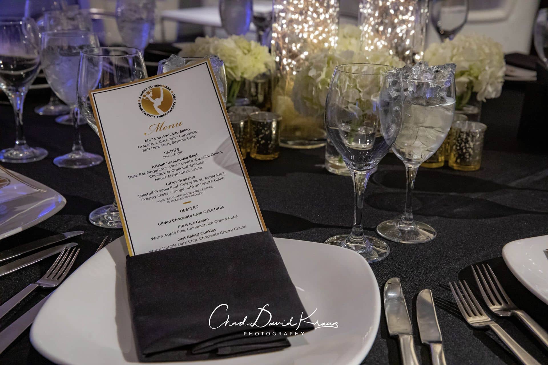 Emme Themed Bat Mitzvah Menu with Custom Logo