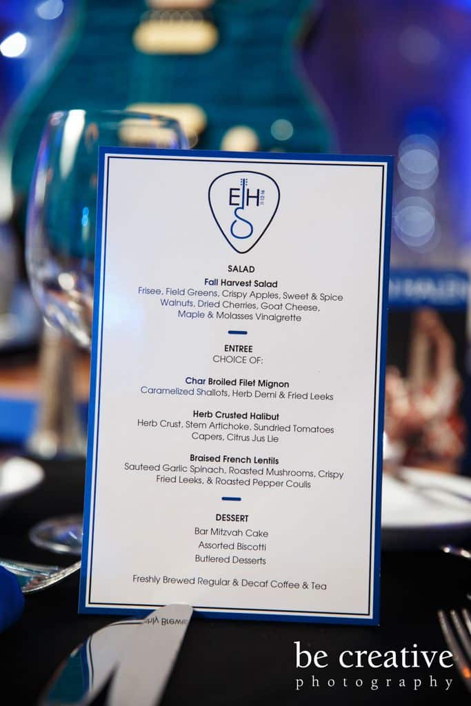 Custom Menues with Logo for Music Themed Bar Mitzvah