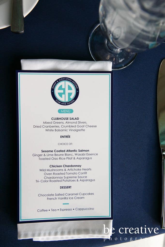 Custom Bnai Mitzvah Menu with Logo
