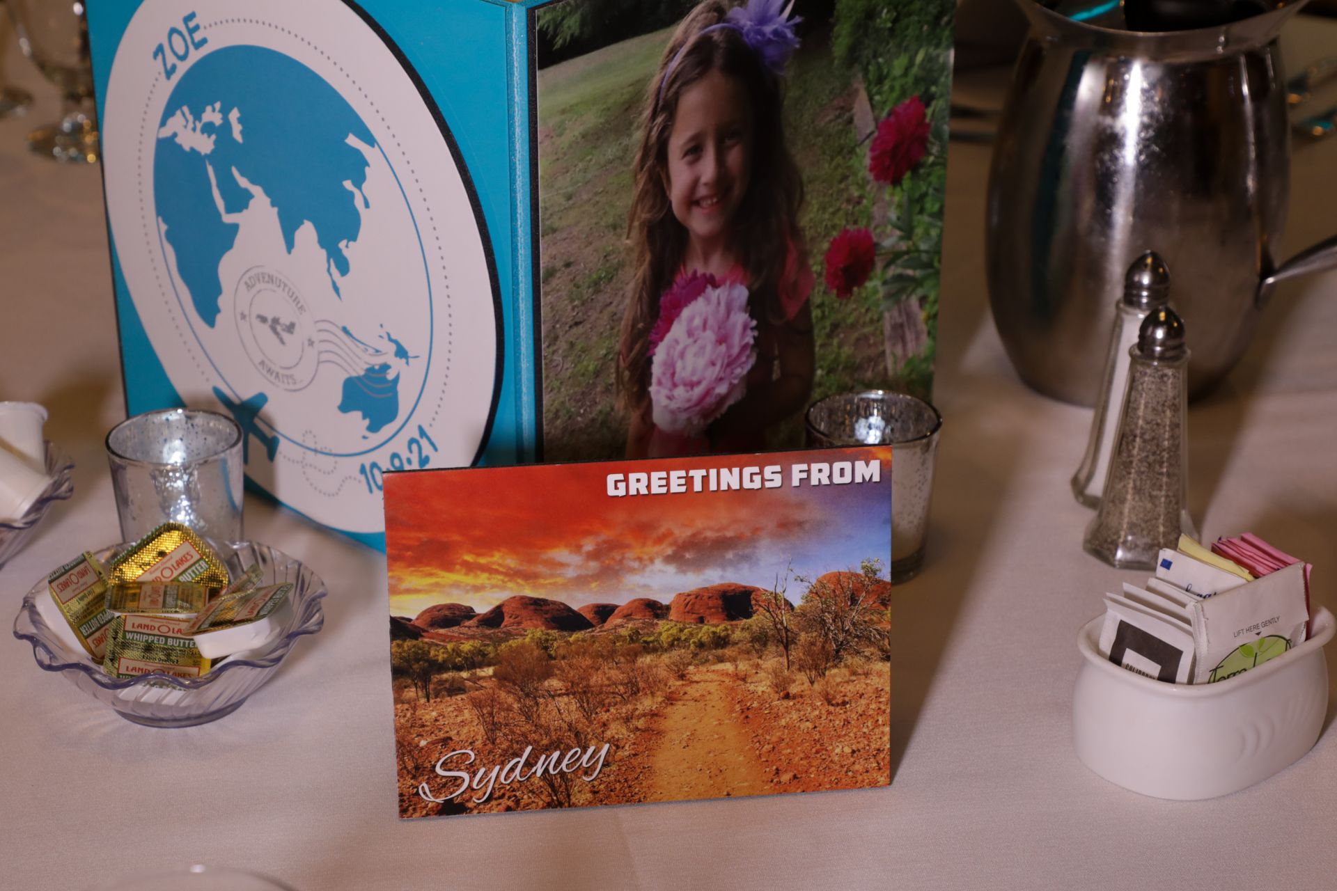Custom Sydney Table Sign for Travel Theme Bat Mitzvah