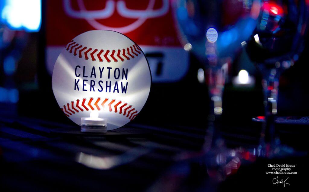 Baseball Themed Table Sign with Player Name & Led Light