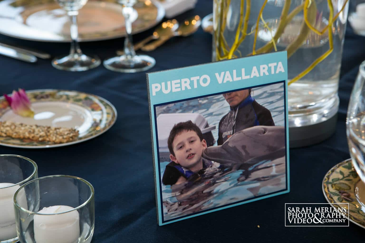 Beach Themed Table Sign with Photos