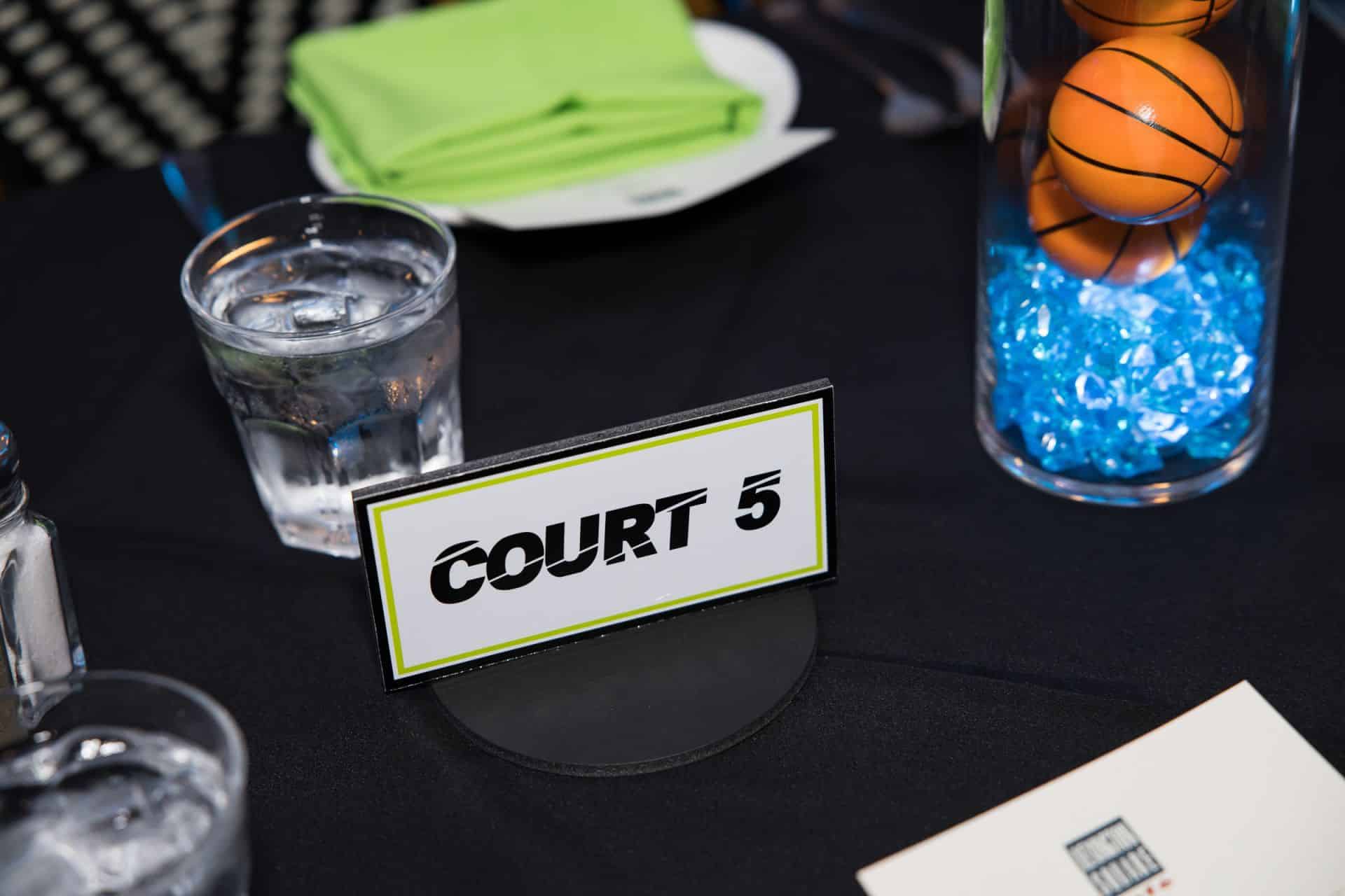 Custom Court Table Signs for Basketball Theme Bar Mitzvah