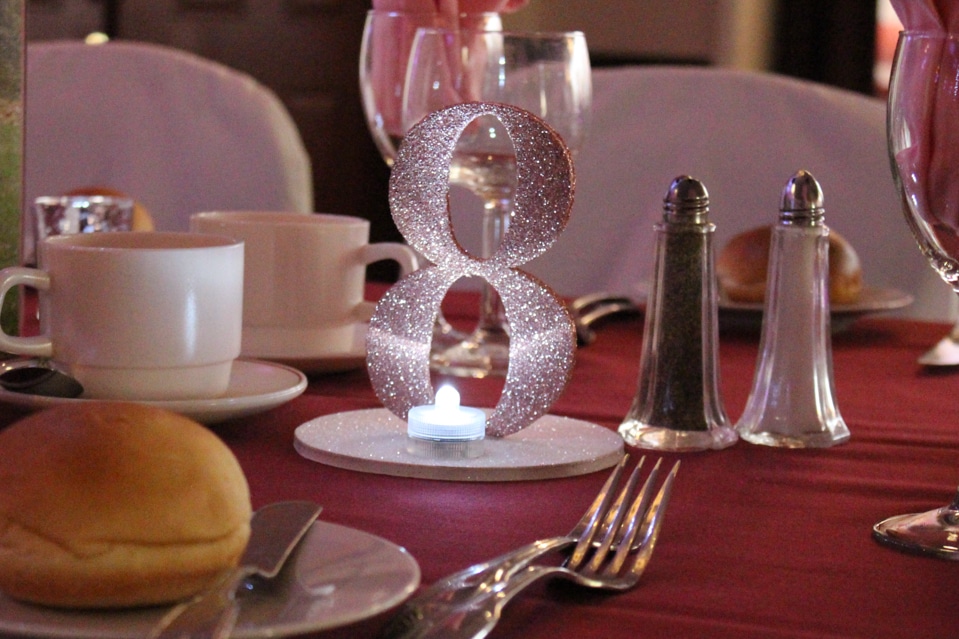 Custom Glittered Table Number Sign with LED Light