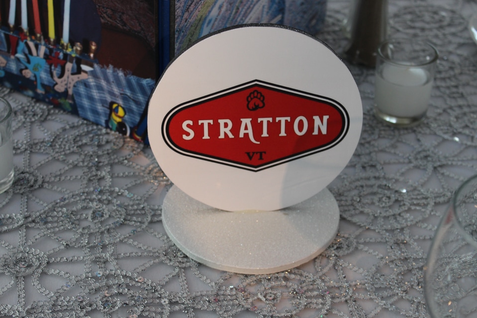 Ski Themed Bar Mitzvah Table Sign with Ski Resort Logo