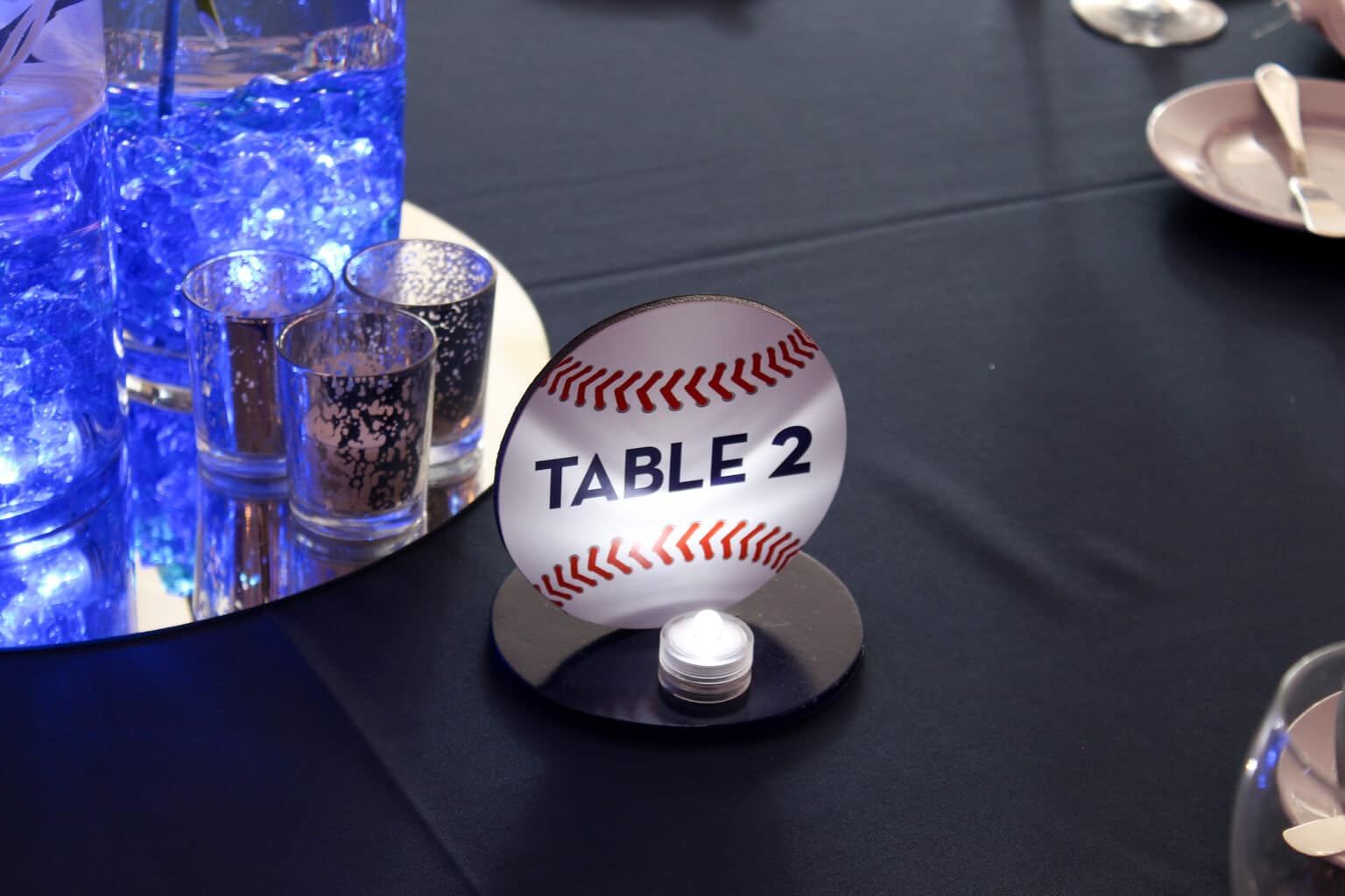 Baseball Shaped Table Sign