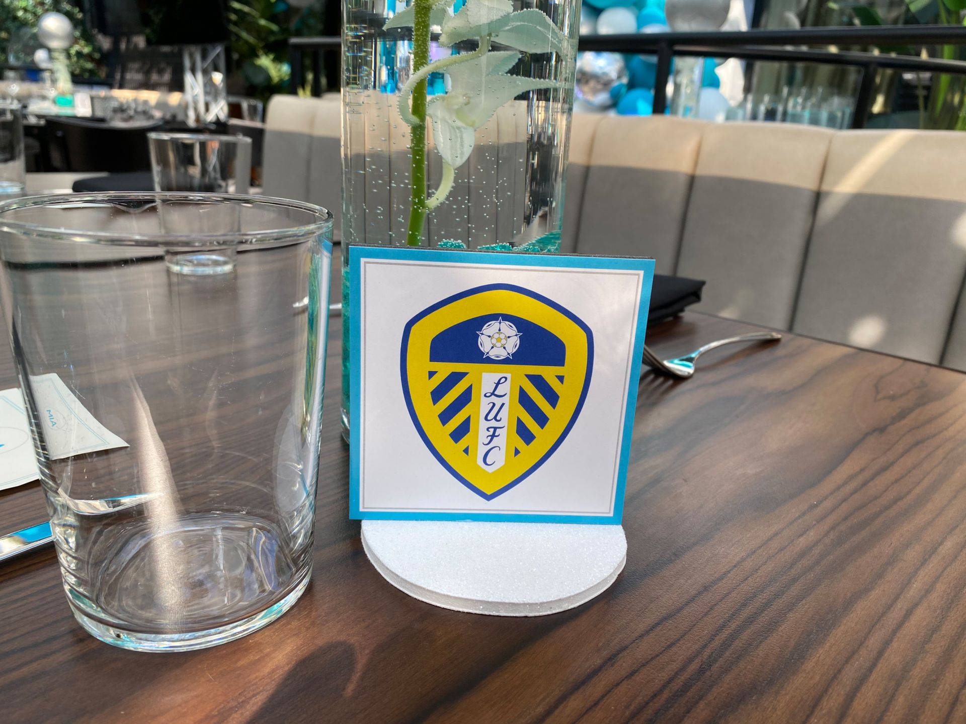 Soccer Themed Table Sign with Team Logo