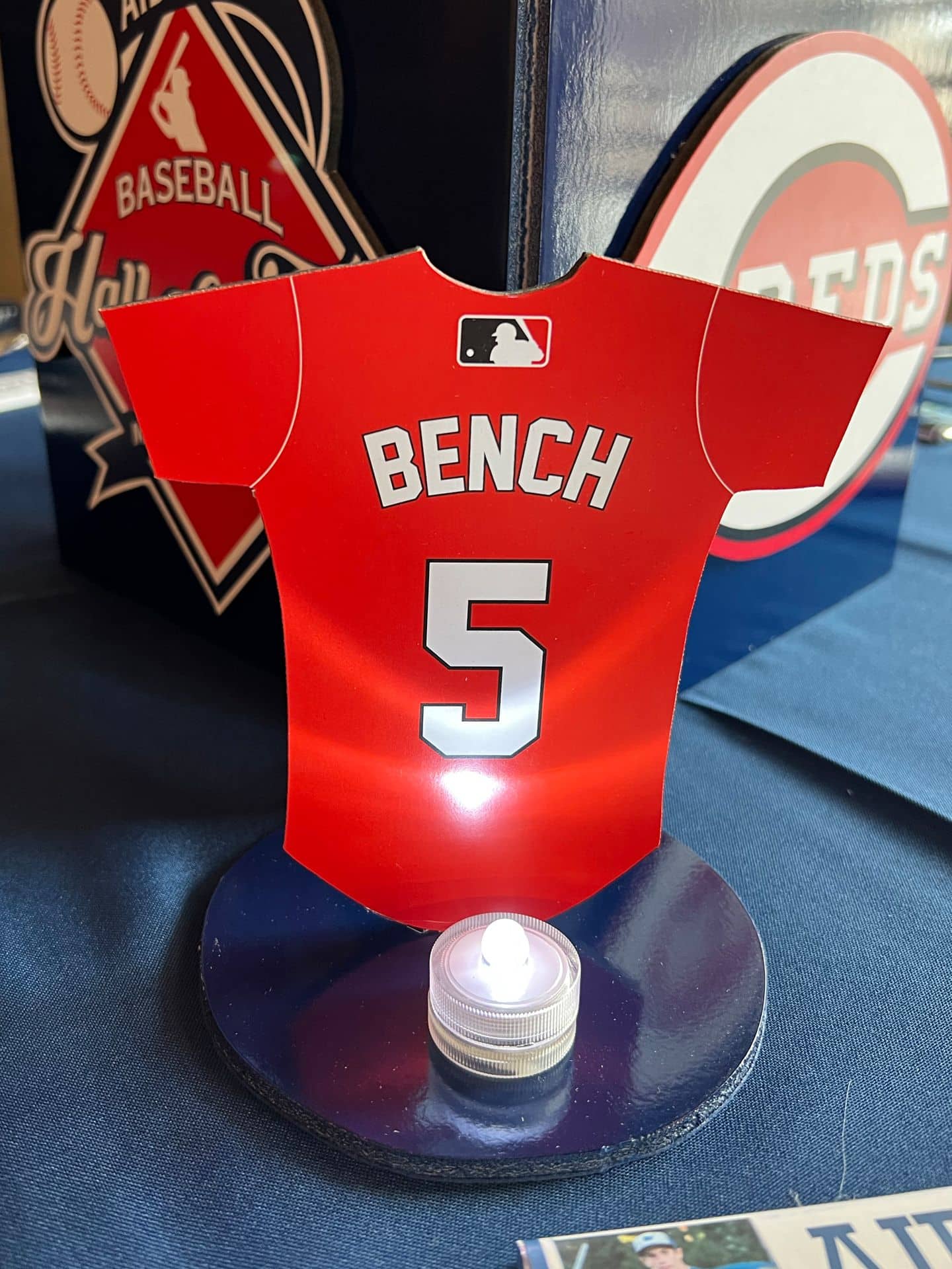 Custom Jersey Table Sign for Baseball Themed Bar Mitzvah