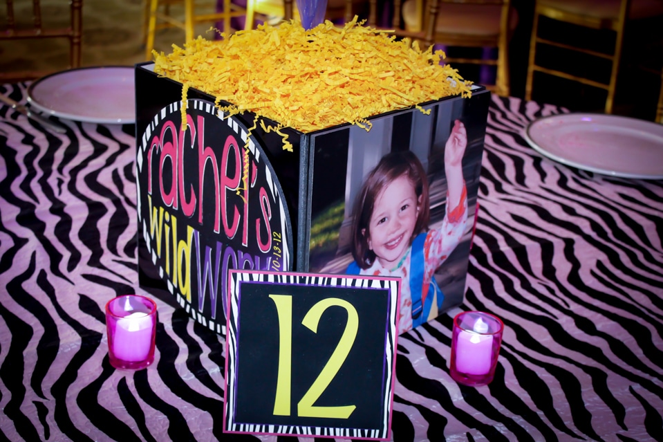 Zebra Print Border Table Number Sign