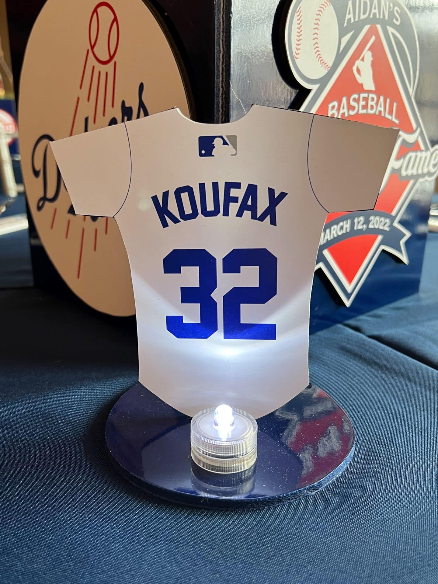 Custom Jersey Table Sign for Baseball Themed Bar Mitzvah