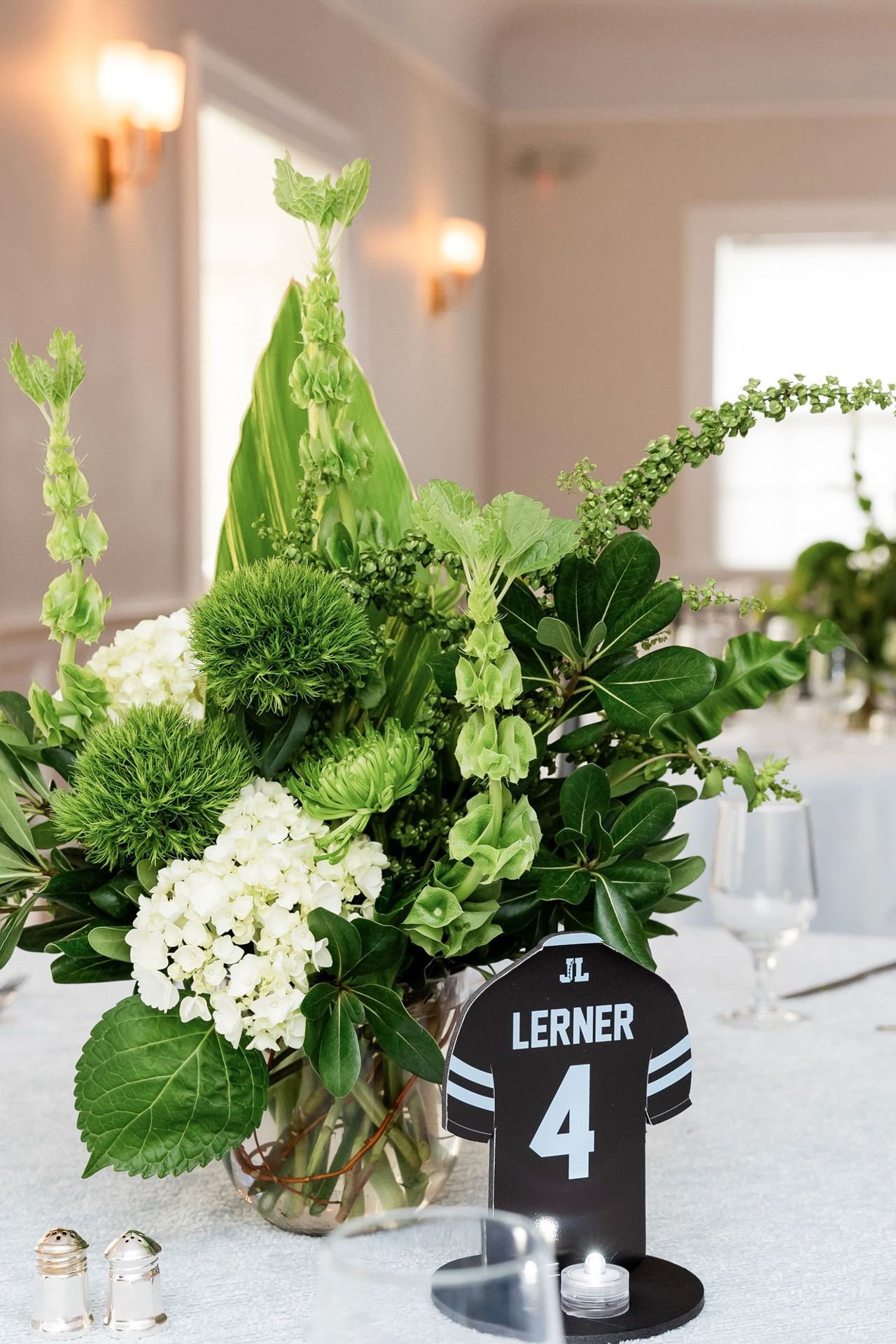 Custom Football Jersey Table Number for a Football Theme Bar Mitzvah