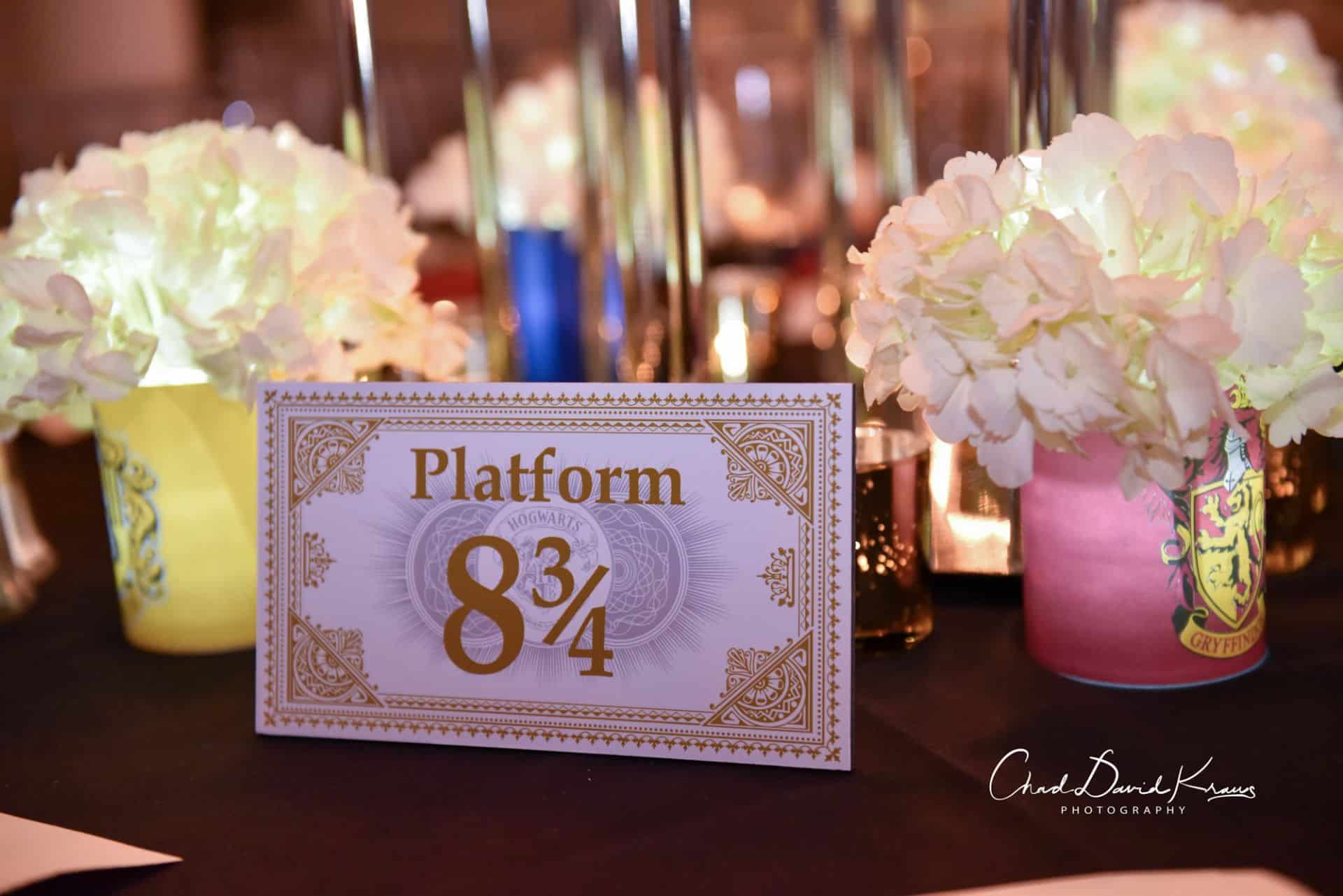 Platform Table Sign for Harry Potter Themed Bat Mitzvah