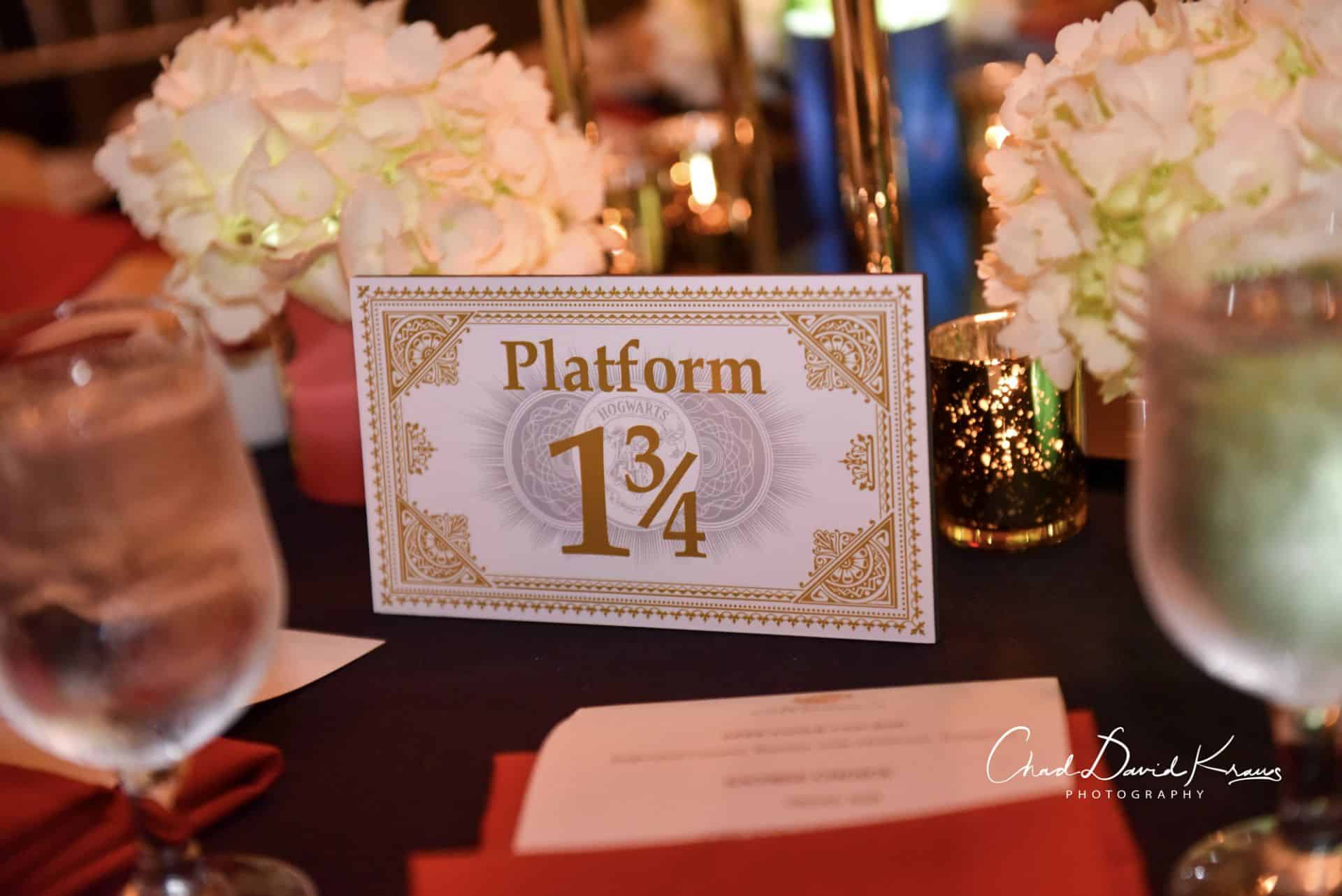 Platform Table Sign for Harry Potter Themed Bat Mitzvah