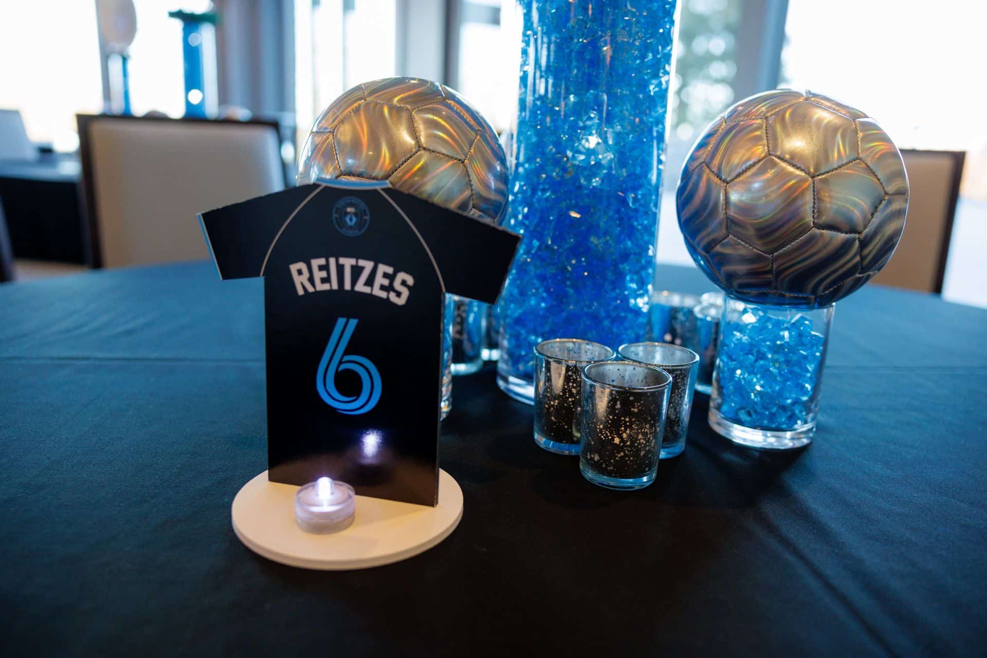 Custom Jersey Soccer Table Number for Bar Mitzvah