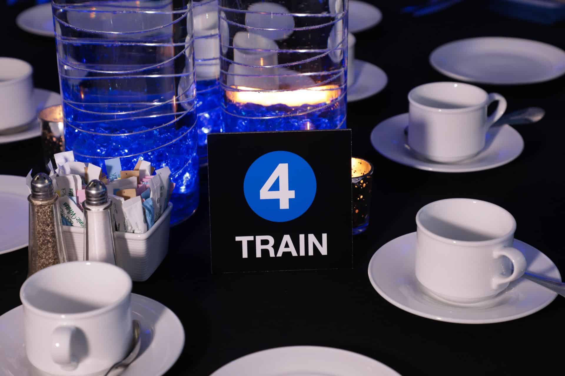 Subway Themed Table Signs for NYC Themed Bar Mitzvah