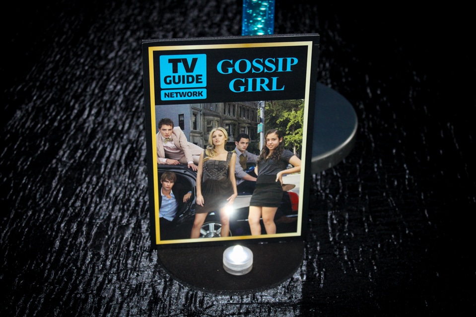 TV Themed Bat Mitzvah with Custom TV Guide Table Sign