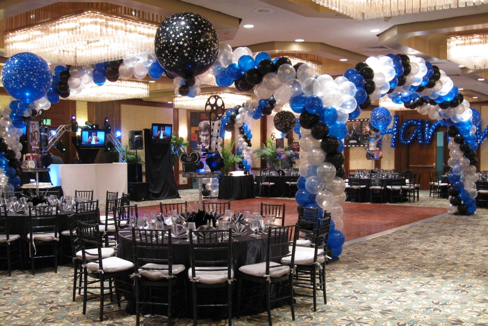 Blue and Black Balloon Wrap around Dance Floor