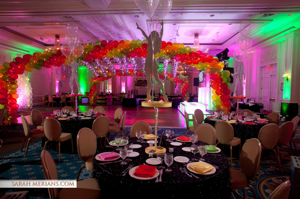 Neon Balloon Canopy Wrap over Dance Floor
