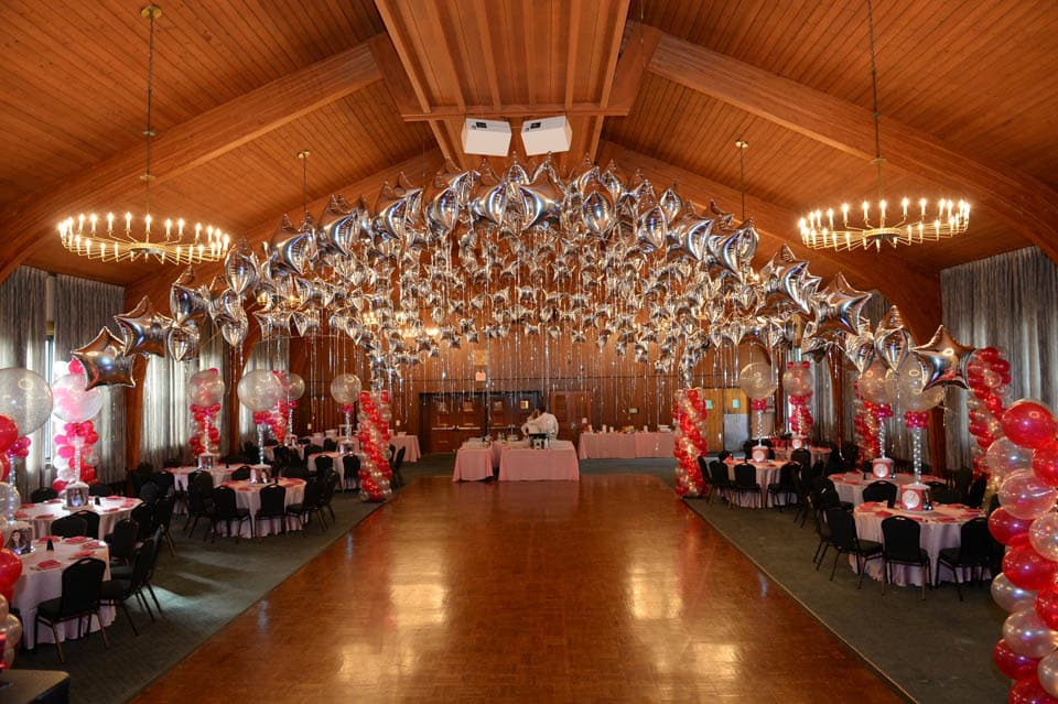 Hot Pink and Silver Themed Bat Mitzvah with Star Canopy over Dance Floor
