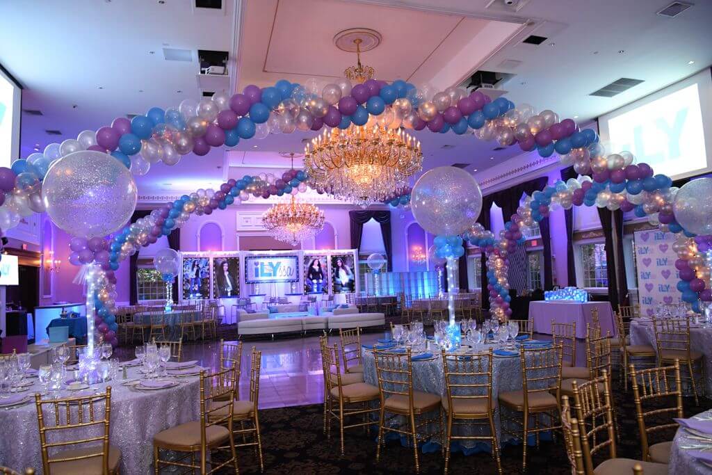 Turquoise and Lavender Balloon Wrap around Dance Floor at Florentine Gardens