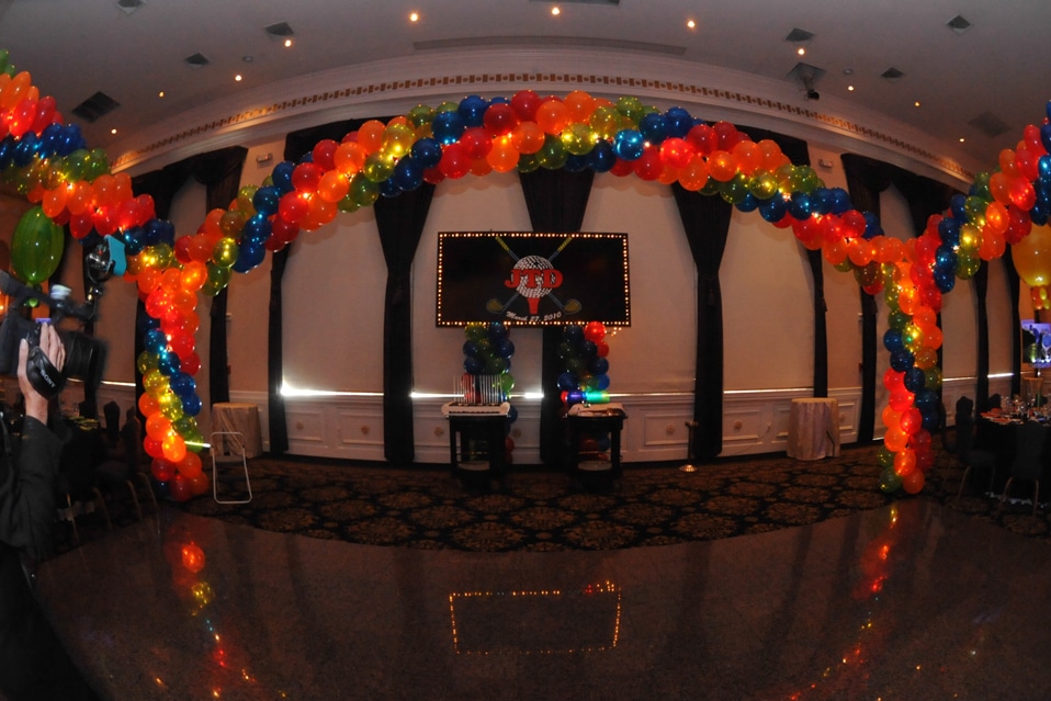 Bright Colored Balloon Wrap around Dance Floor