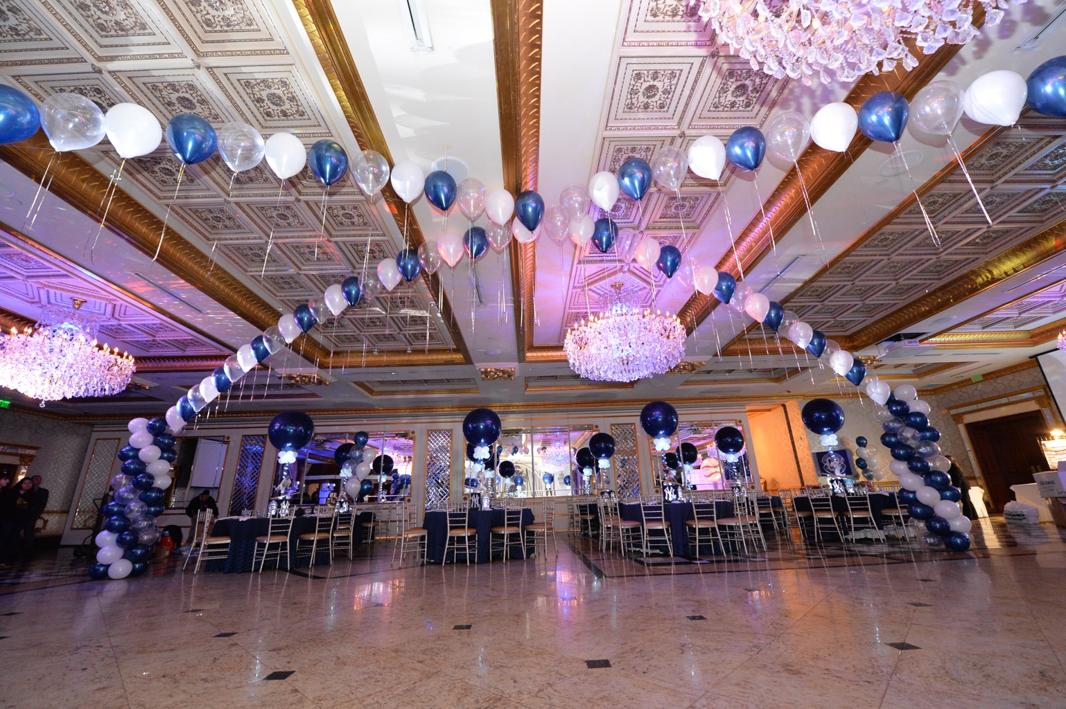 Navy and White Balloon Gazebo for Yankees Themed Bar Mitzvah