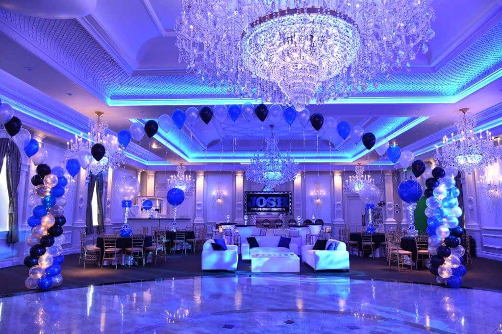 Blue, Black and Silver Bar Mitzvah Balloon Gazebo with Lights at The Rockleigh, NJ