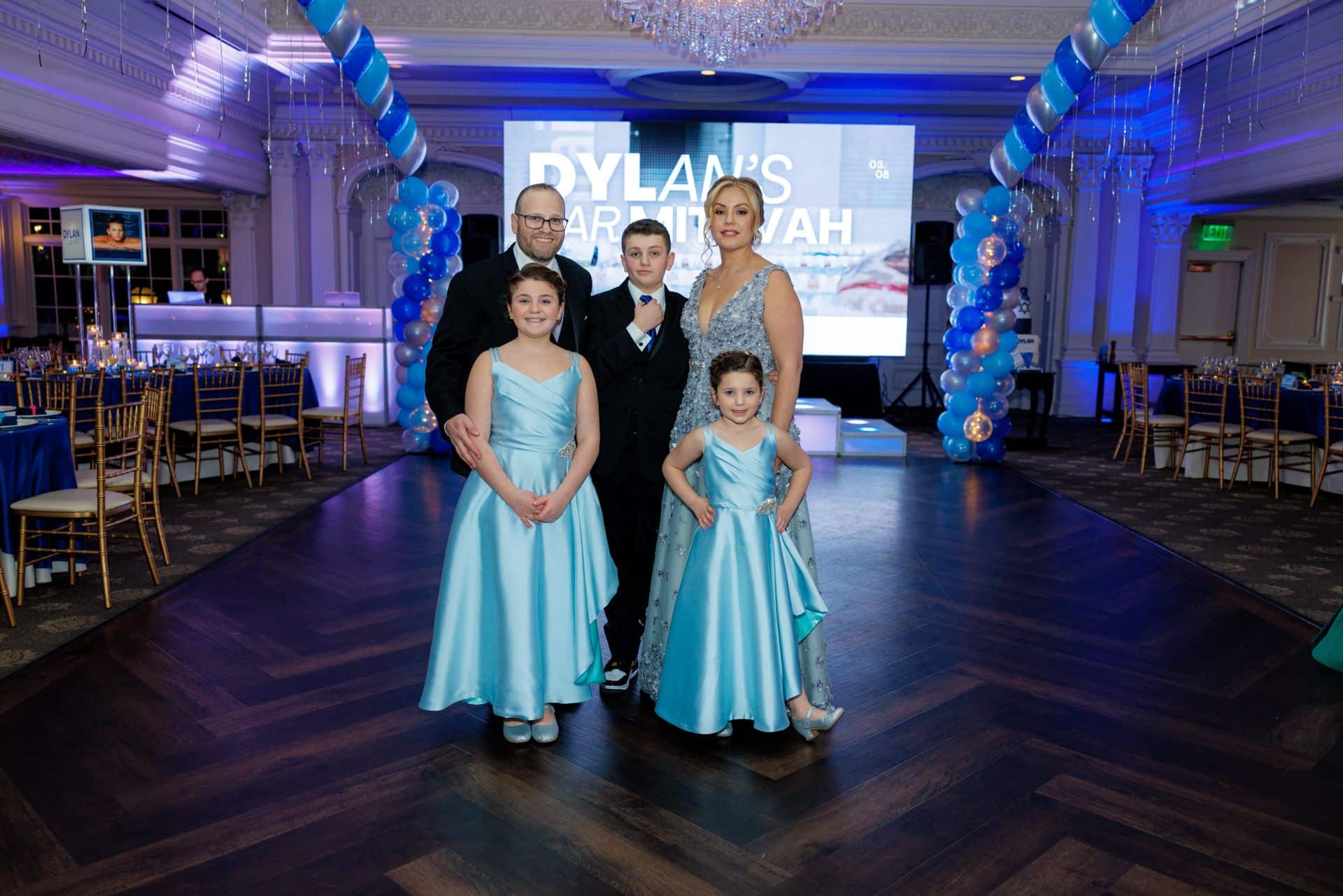 Blue and Silver Balloon Dance Floor Decor