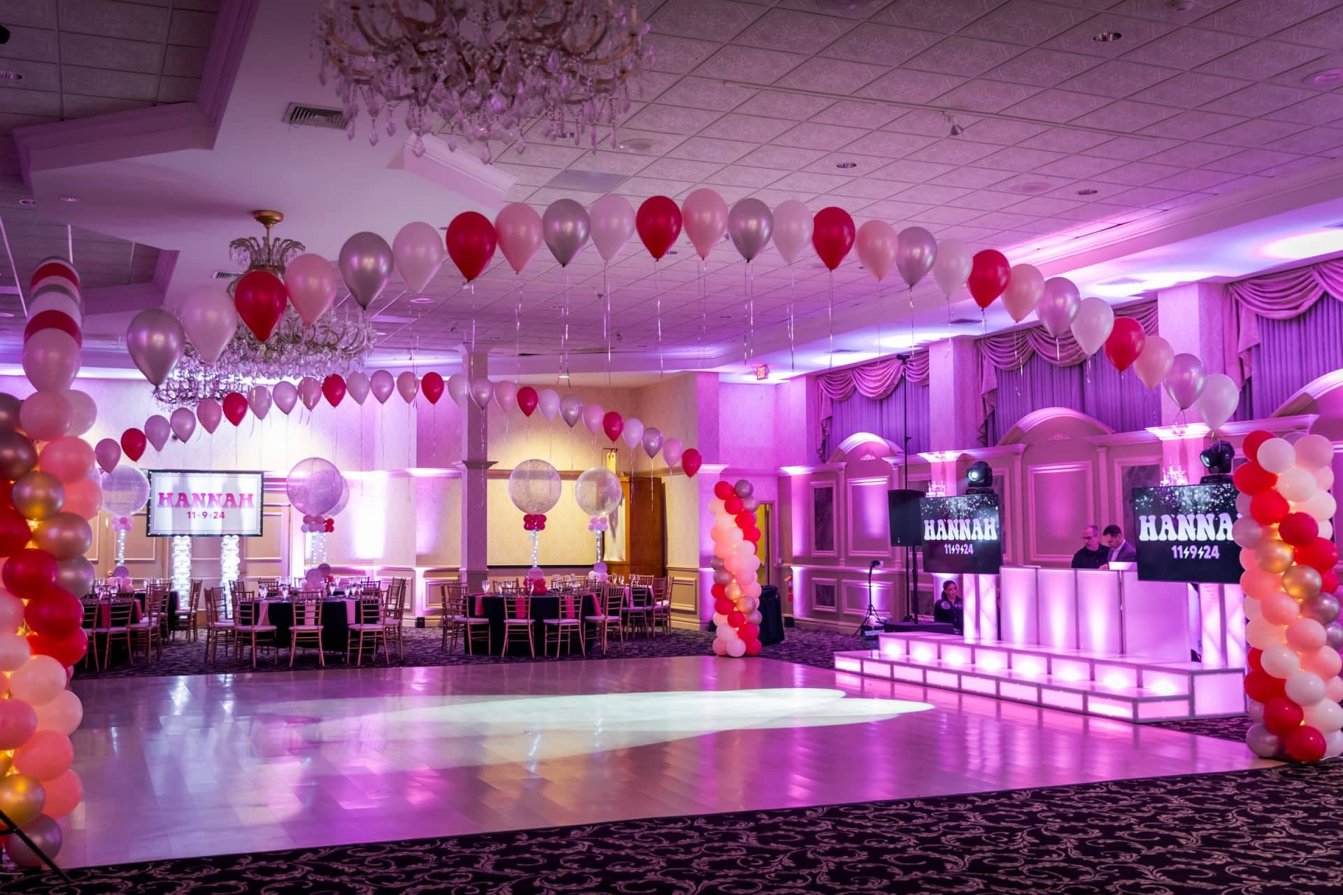 Pink and Silver Bat Mitzvah Balloon Gazebo