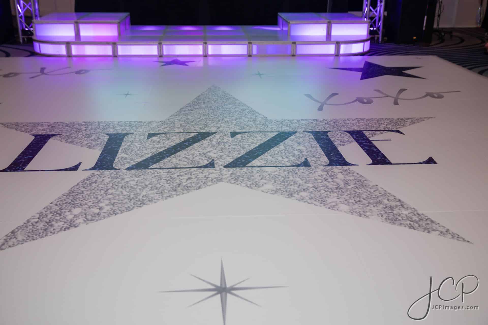 Custom Dance Floor Wrap with Logo for a Bat Mitzvah