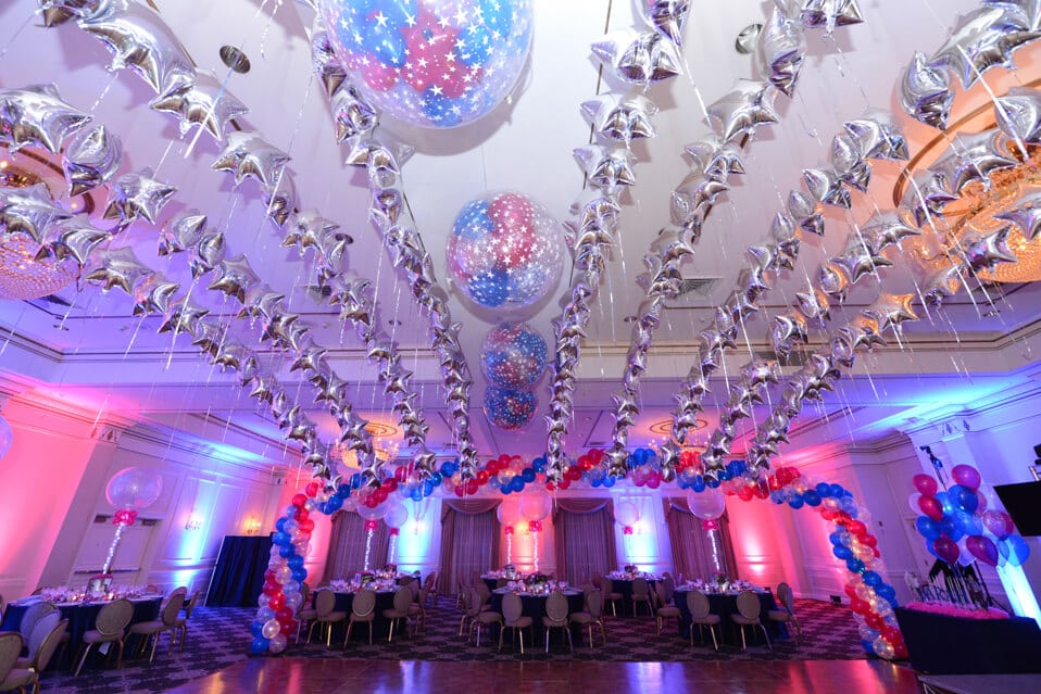Balloon Canopy Wrap Around Dance Floor with Exploding Balloon Release