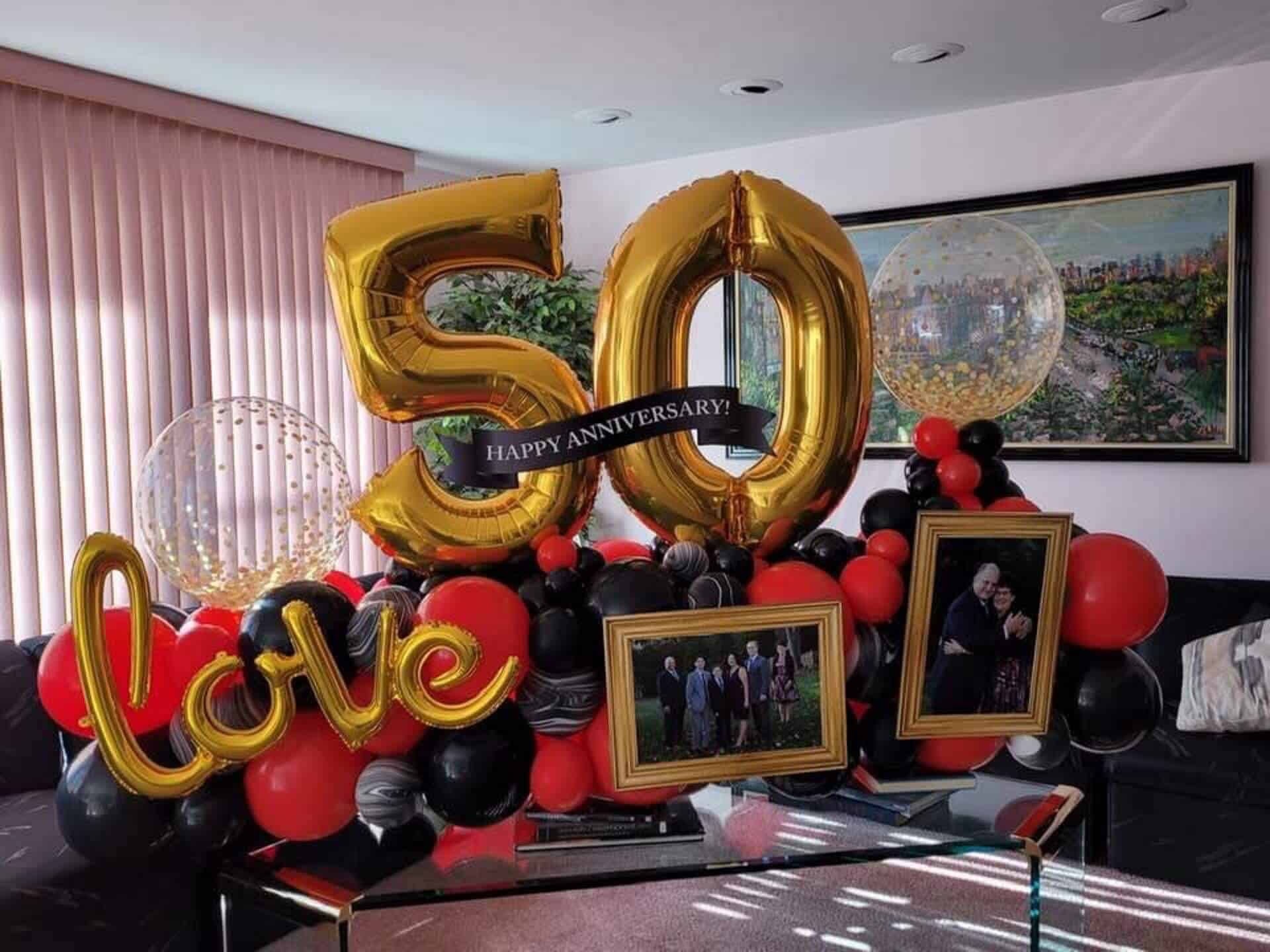 Anniversary Fancy Balloon Bouquet with Custom Photo Cutouts