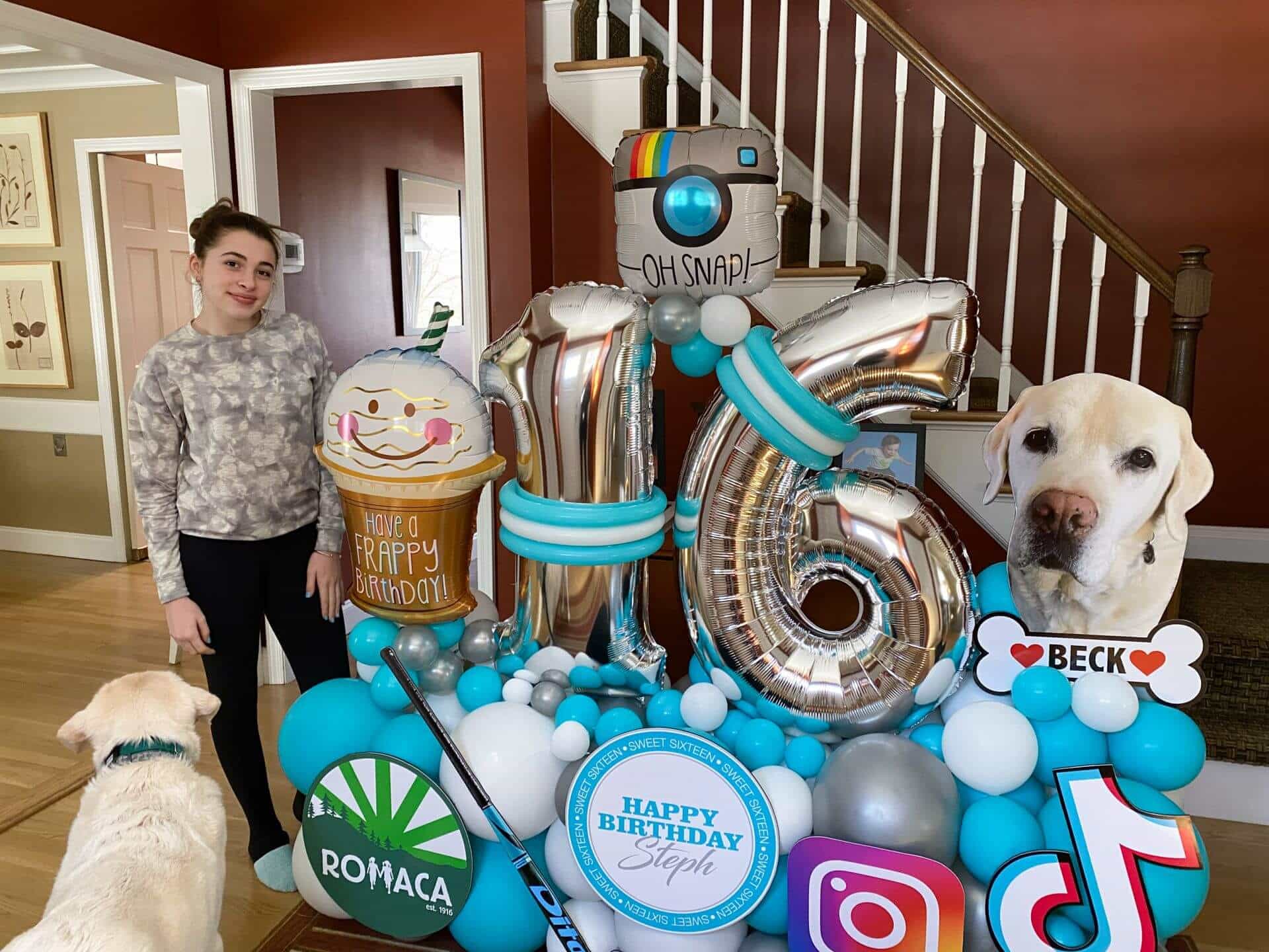 Everything Girl Theme Fancy Balloon Bouquet with Custom Sign for 16th Birthday