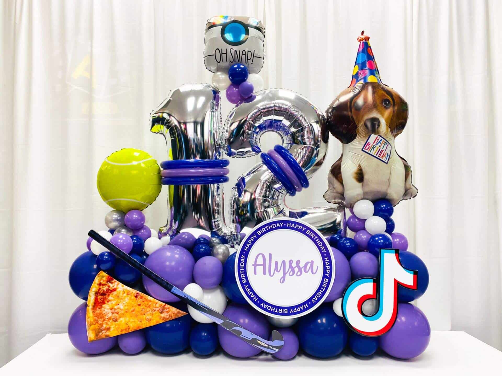 Everything Girl Fancy Balloon Bouquet with Custom Sign for 12th Birthday