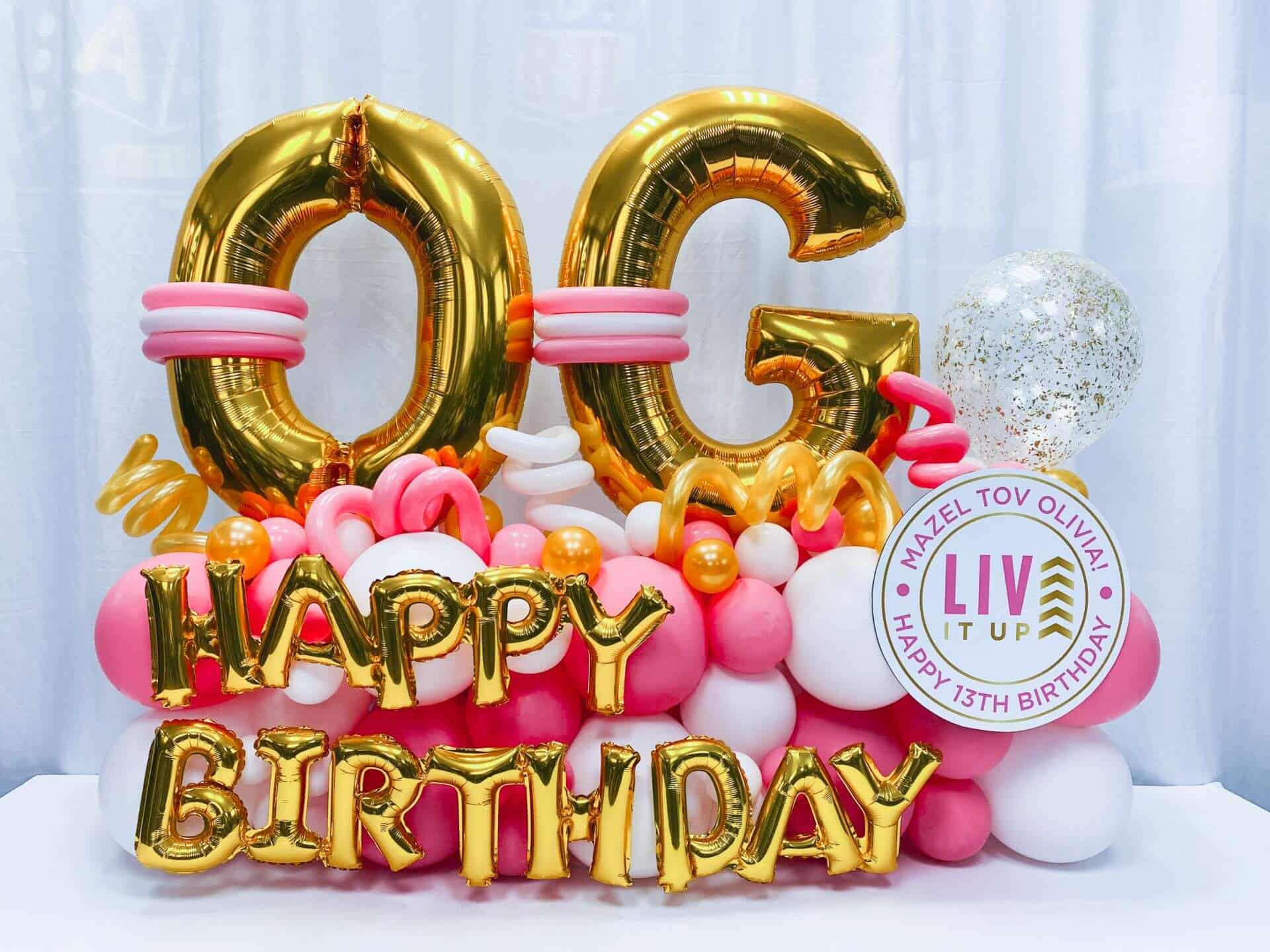 Fancy Balloon Bouquet with Custom Sign for Girl's Birthday